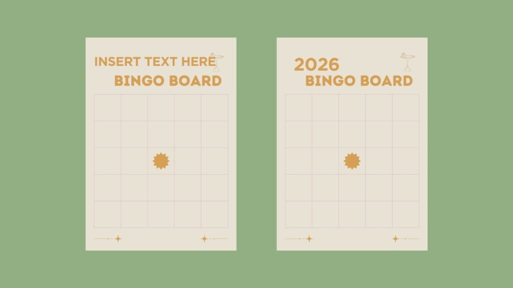 bingo board pentru îndeplinirea obiectivelor fără presiune