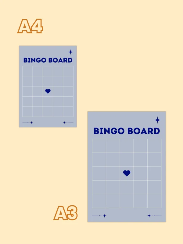 bingo board printat în dimensiuni A4 și A3