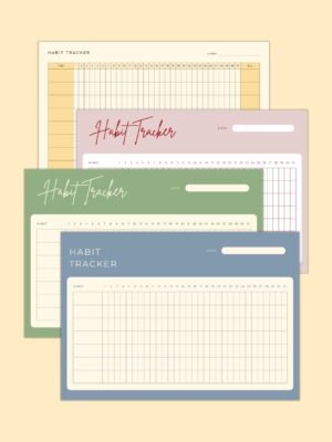 habit tracker printat în patru designuri