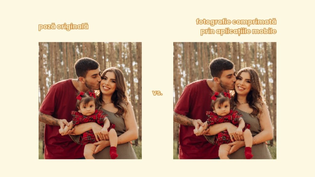 comparație între poză originală versus aceeași fotografie comprimată pentru print