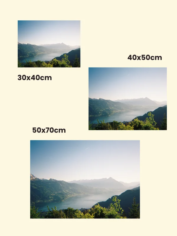 comparatie dimensiuni tablou print Alpine Afterflow