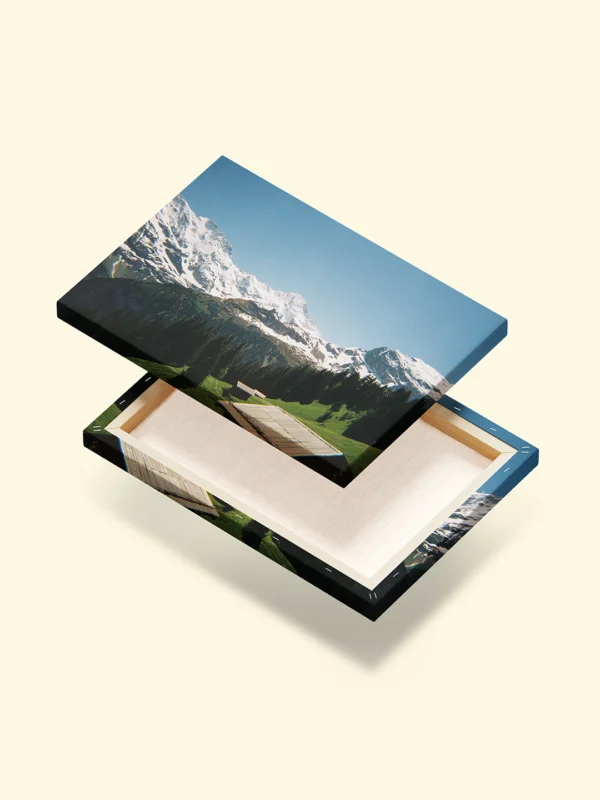 tablou canvas textil Snowlight Above Mürren vizibil față verso