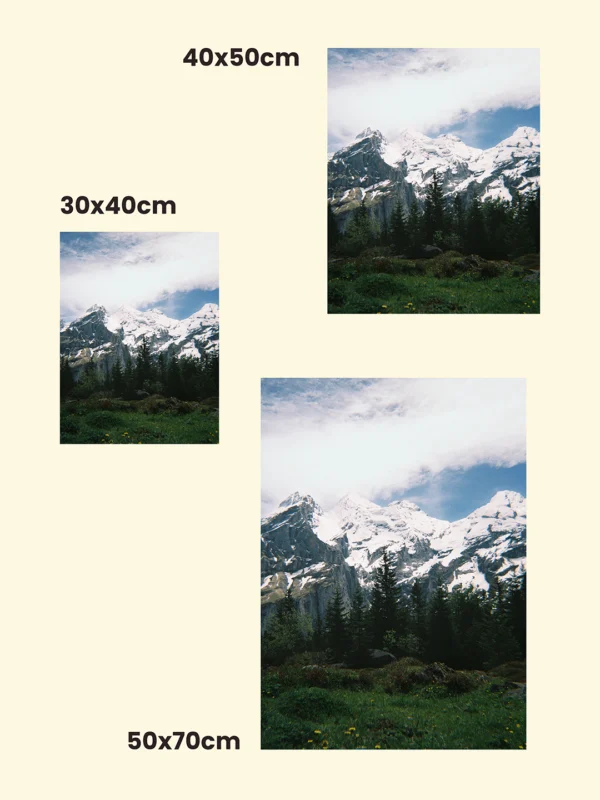 comparatie dimensiuni tablouri premium Where Clouds Touch Snow