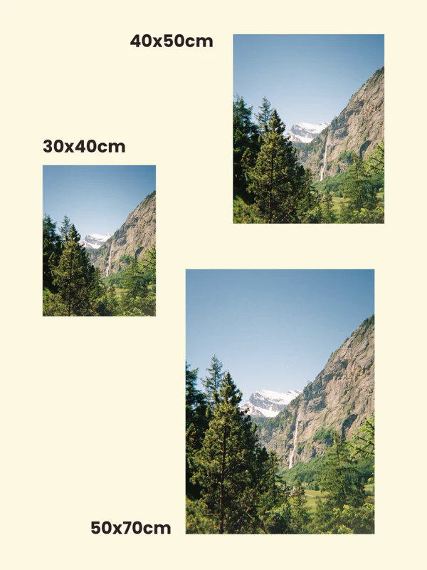 opțiuni printare tablou dimensiuni A3 si A2 The Waterfall Valley