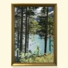 tablou înrămat cu ramă aurie peisaj de munte lac Oeschinen Blue in Balance