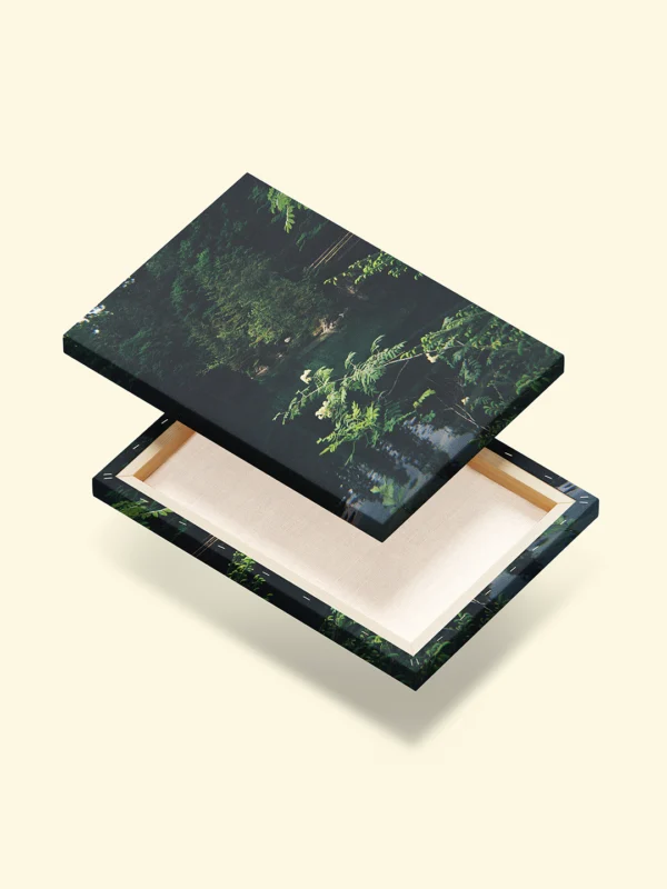 print tablou canvas lac și pădure verde Deep Green Stillness
