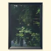tablou decorat cu ramă neagră pădure verde