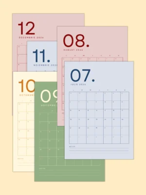 Calendar lunar printat Monthly Calm designuri